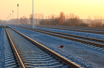 Fototapeta premium New railway lines in the evening light.