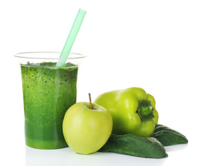 Fresh vegetable juice isolated on white