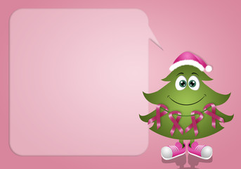 Funny Christmas tree with pink awareness ribbons