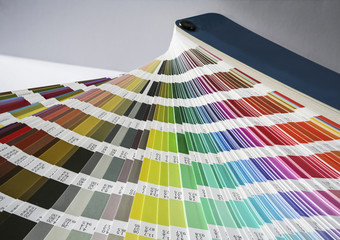 Fan of colour swatches for printing and graphic design.