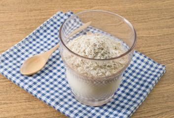 Natural Homemade Yoghurt with Oats in A Glass
