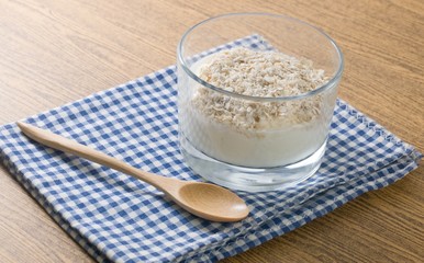 Yoghurt with Porridge Oats in Glass Cup