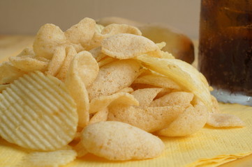 potato chip fat cholesterol soda drink junk concept