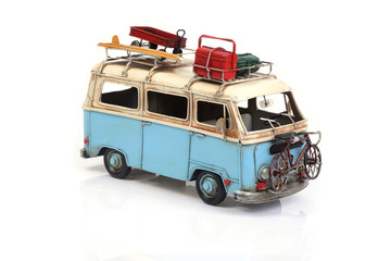 Obraz premium Stare zabawki vintage niebieski van.