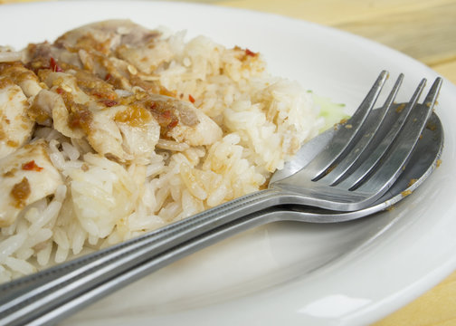 chicken rice soup empty sauce meat Asian food concept