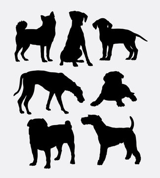 Dog pet shop symbol silhouette. Good use for symbol, logo, web icon, mascot, game elements, or any design you want. Easy to use.
