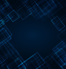 Abstract blue square background, vector illustration.