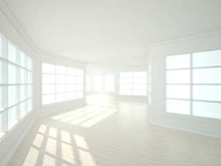 3d illustration of empty white modern interior