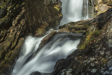 Closeup of Campbell Falls with blurred motion of the waterfall, Norfolk, Connecticut.