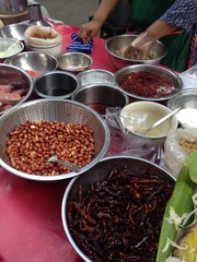 Various fresh ingredients preparing for spicy food