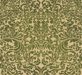 Green floral art pattern grunge style vector abstract background