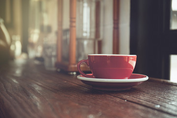 Vintage tone of Cup of coffee or tea on table
