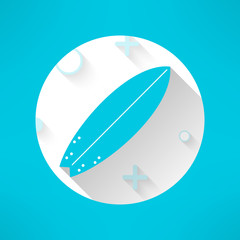Vector surfboards icon in modern flat design with geometrical ornament. Surfing board with long shadow