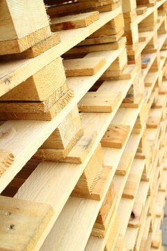Wood pallet in factory