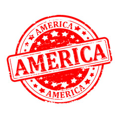 Scratched red stamp with the words - america - vector svg