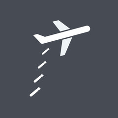 Airplane dropping bombs icon.