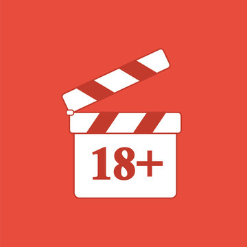 Clapperboard icon with adult movie sign.
