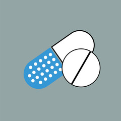 Medicine icon pills or tablets, capsules.