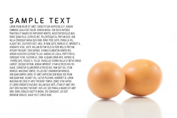 Two eggs isolated on white background