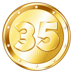 Thirty-Five Year Anniversary - Round Gold Badge