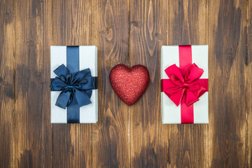 gift box wrap silk ribbon with love heart shape