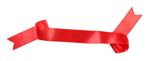 Red silk ribbon isolated on white