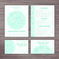 vector hand drawn vegetables template of business style for cafe. Menu, banner and visiting card