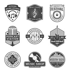 Fototapeta premium Set of Vector Music Logo, Icons and Design Elements