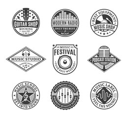 Naklejka premium Set of Vector Music Logo, Icons and Design Elements