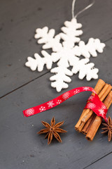 Christmas decoration with cinnamon and anise