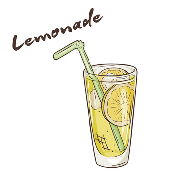 vector printable illustration of isolated cup of lemonade with label