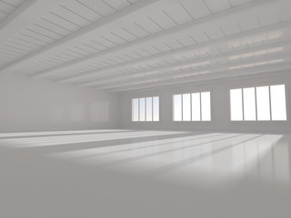 white room with window  3D rendering