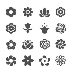 Set of flower icons. Vector illustration