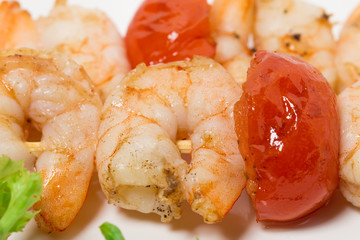 Grilled shrimp skewers.