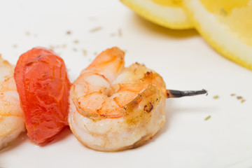 Grilled shrimp skewers.