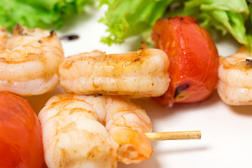 Grilled shrimp skewers.
