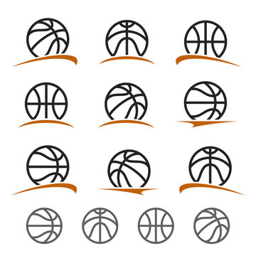 Basketball ball labels and icons set. Vector