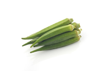 Okra on white background.