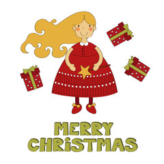 Merry Christmas Fairy vector background