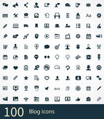 Fototapeta na wymiar blog 100 icons universal set