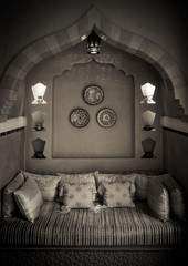 Moroccan Living-room Interior Design in Black&White