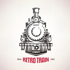 Fototapeta na wymiar retro train, vintage vector symbol, emblem, label template
