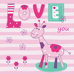 Baby background with cute giraffe