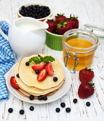 pancakes and fresh berries