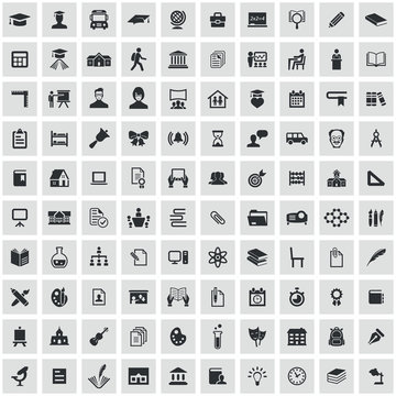 school 100 icons universal set