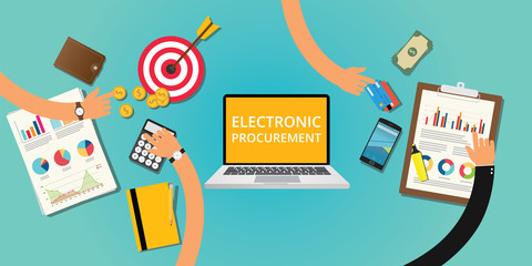 electronic procurement concept with money and internet buying