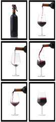 composition of bottle and glasses of wine poured