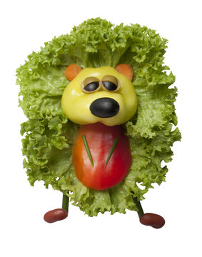 Naklejki Funny hedgehog made of pepper and salad