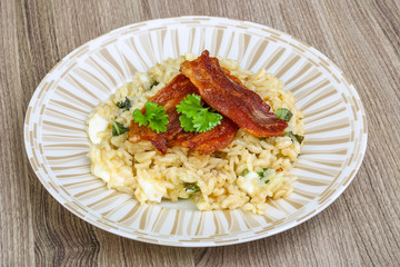 Risotto with mozzarella and bacon