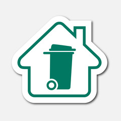 Logo maison et poubelle.